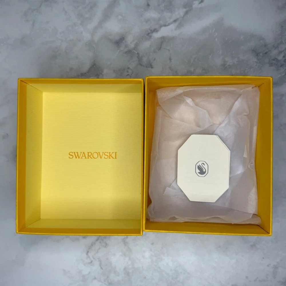 Authentic Swarovski Yellow Rectangular Jewelry Box with Outer Sleeve – Empty